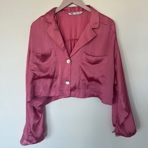 Zara Satin Cropped Shirt